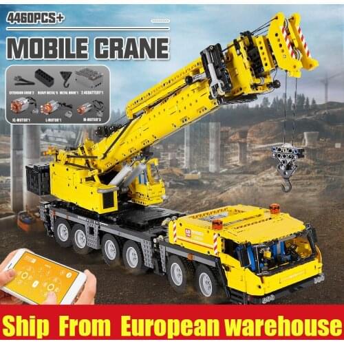 MOULD KING 17013H Assembly High-Tech Toys The APP RC Motorized Yellow GMK Crane Model Building Blocks Bricks Kids Christmas Gifs