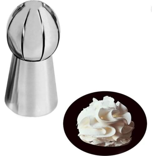 Stainless Steel Russia Spherical Cream Mounted Torch Flower Mouth Cake Tool 6.2*3.1cm