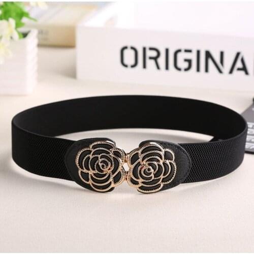 Wide Elastic Women`s Belt for Dress 2019 Stretch Waist Belt Corset Waist GLRSBUTY Cummerbund by Fashion Flower Buckle