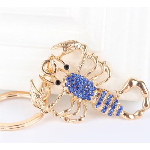 Blue Scorpion Crystal Charm Purse Handbag Car Key Ring Chain Party Wedding Birthday Creative Gift