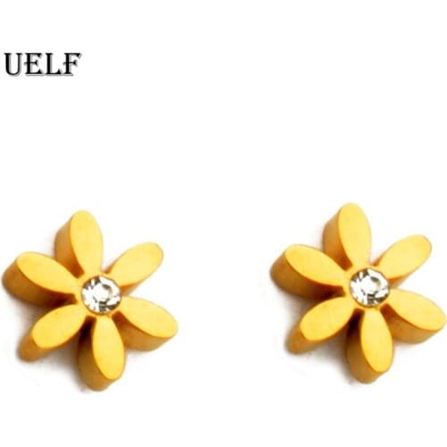 Uelf 2019 latest design brand ear ring GOld color flower earrings female simple earrings for women
