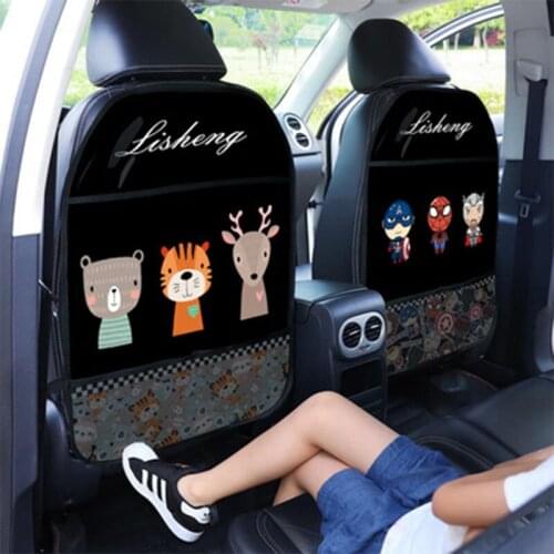 Car seat back universal childrens cartoon anti-kick protection pad creative car rear storage bag anti-wear products