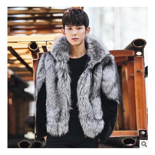 Anti Season Large Size Mens Hooded Winter Autumn Faux Fur Overcoats Male Fox Fur Outwear Man-Made Fur Jackets Clothes Coats K128