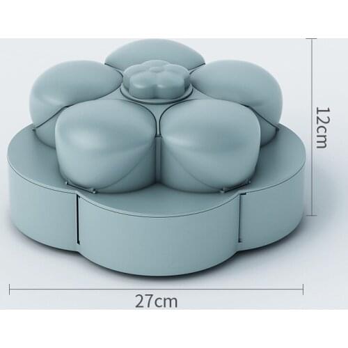Petal-Shaped Rotating Dual Layer Snack Serving Tray Sectional Candy Nut Box Snack Tray with Phone Holder C1