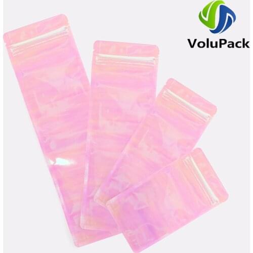 High Quality Reusable Ziplock Bags Rectangular Translucent Pink Tear Notch Pouches Recyclable Plastic PP Mylar Bags Storage Bags