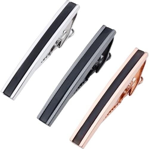 Three Colors Rose Gold/Gun/ Tie Clip with Stone For men Tie Bar Pin with Box