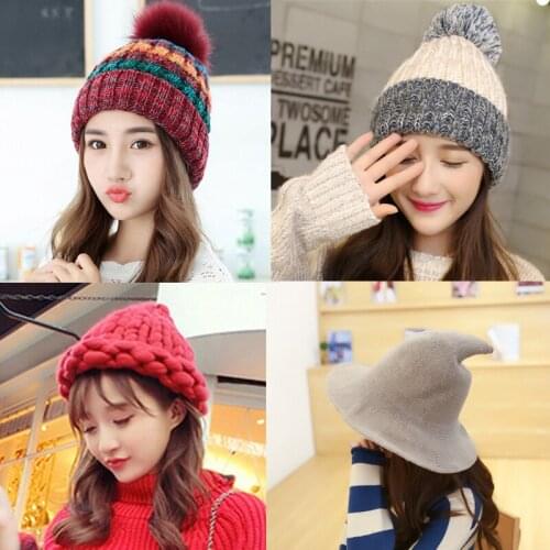 Winter Hats for Women Girls Skullies Beanies Female Beanies Warm Knitted Hat Mixed Color Female Winter Warm Cap Beanie Hats