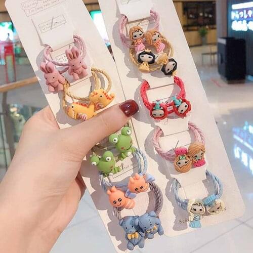 1 Set Kawaii Cartoon Prinses Baby Meisjes Kids Elastische Elastiekjes Voor Accessoires Tie Haar Touw Hoofdbanden Gift Scrunchies