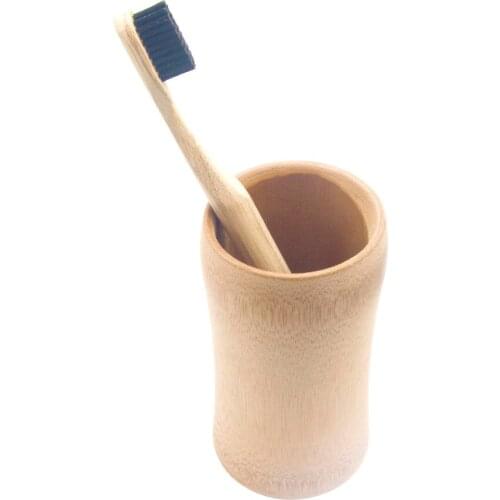 1 Piece Pillar Style Bamboo Toothbrush With Cup Black Bamboo Toothbrush Wood Bamboo soft-bristle Nylon Fibre Wooden Handle