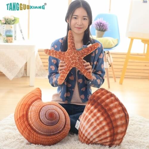 1pcs Three Kinds Cute Marine Life Plush Stuffed Pillow Soft Cushion Starfish Shell Conch Festival Gift to Children