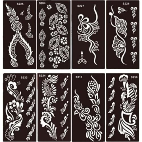 10pcs Flower Temporary Tattoo Stencil Template Mehndi Henna Art Airbrush Painting Disposable Mehndi Stencils Templates Glitter