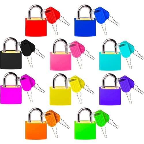10Pcs Small Padlocks Colorful Lock And Key Luggage Locker Backpack Locks Outdoor Mini Padlock For School Gym