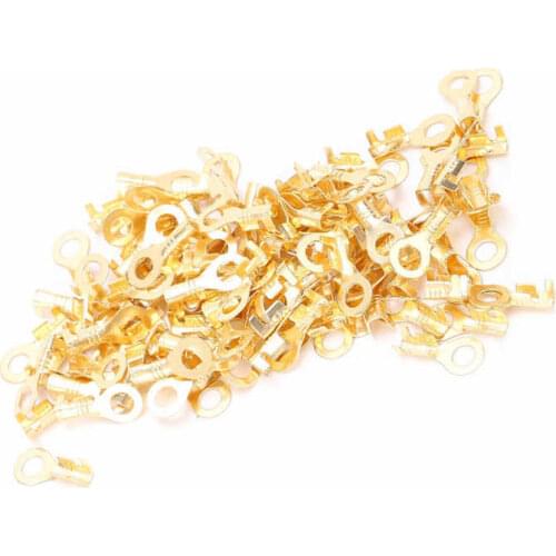 100PCs M4 4.2mm Lug Ring Eye Terminal Brass Ring Cold Pressing Ring Terminal Battery Cable End Crimp Lug Connector