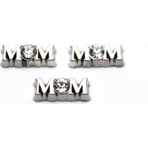 20Pcs/Lot Rhinestone Mom Alloy Floating Charms Hand-made DIY for Glass Lockets