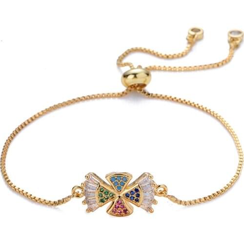 2020 New Cute Style Butterfly Colorful Color Zircon Angel Bracelet Female Bow Adjustable Bracelet Accessories