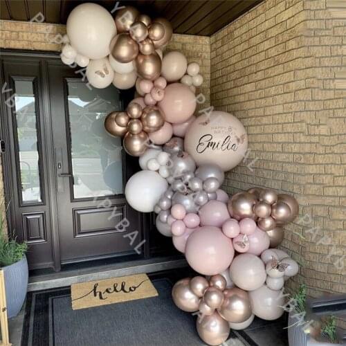 96Pcs Double Layer Balloon Arch Garland Balloons Kit Rose Gold Pink Latex Balloon Butterfly Set DIY Wedding Birthday Party Decor