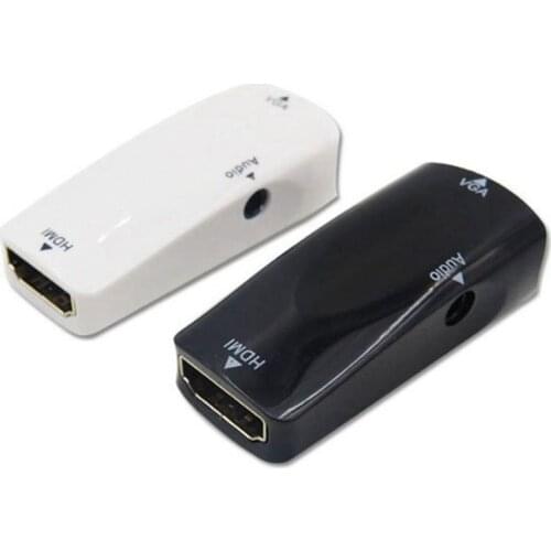 HDMI Female to VGA Female Mini Adapter 1080P FHD With Audio Cable HDMI2VGA Converter For PC Laptop Computer Display Projector