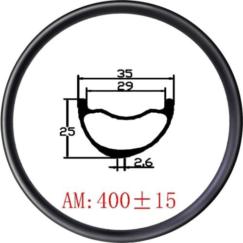 29er MTB AM ENDURO 35mmx25mm asymmetric clincher tubeless carbon rim UD 3K 12K matte glossy 29in all mountain crosscountry bike
