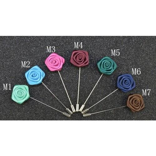 Free shipping , 40 pcs/lot , Mens Suit Pin Ribbon Rose Lapel Flower pin, Groomsman Gifts, You Pick Color
