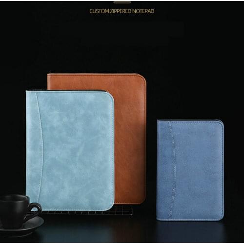 PU Leather Padfolio A5 A6 Binder Notebook Multifunction Office Business Zipper Composition Notebooks With Calculator