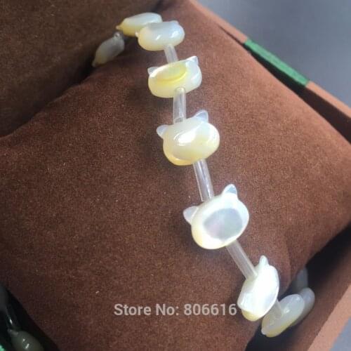 8*10MM 10Pcs "Cat " Natural White Pearl Shell Stone Loose Bead Jewelry Charm Beads