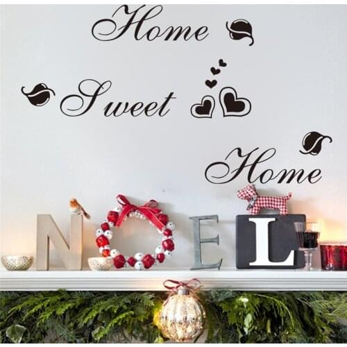 Heart-shaped pattern home sweet vinyl wall art stickers quotes living room home decor adesivos de parede diy decals