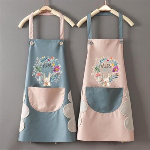 Apron Wipeable Waterproof Oil-Proof Cartoon Wreath Rabbit Kitchen Nail Shop Apron wipeable waterproof apron