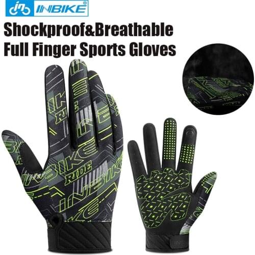 INBIKE Full Finger Bike Gloves Touch Screen Cycling Gloves Long Breathable Shockproof MTB Bicycle Gloves Sports Anti Slip