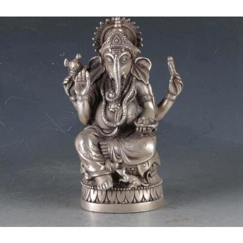 Exquisite Chinese Tibetan Silver copper Geneisha Statue