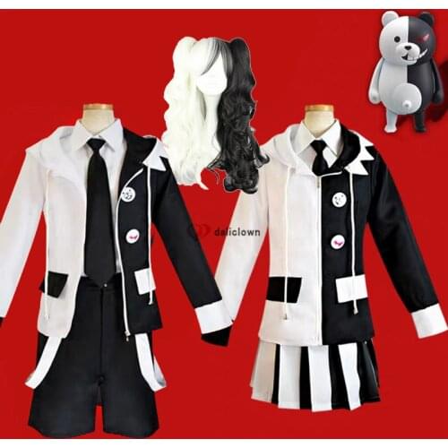 Anime Danganronpa V3: Killing Harmony Cosplay Monokuma Uniform Cosplay Costume Jacket Coat+Shirt+Short Full Set