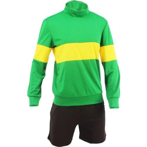 Undertale Frisk Chara Cosplay Costume Men Women Clothing Set High Collar Sweatshirt Jacket Shorts Halloween Carnival Costume