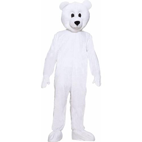 Cheap White Plush Bear Mascot Costume Advertising Jumpsuit Cosplay Fursuit Halloween Stage Performance Clothes
