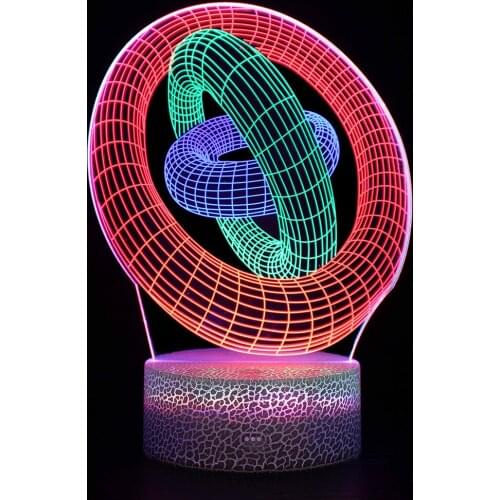Colorful Annulus Ring Wheel 3D Table Lamp LED USB Night Light for Home Party Decoration Creative Gift