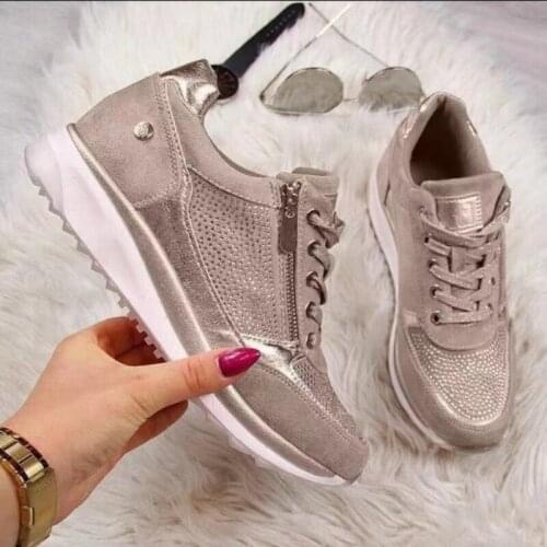 Women Casual Shoes New Fashion Wedge Flat Shoes Zipper Lace Up Comfortable Ladies Sneakers Female Vulcanized Shoes