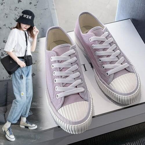 Spring and autumn new womens canvas shoes low-top lightweight breathable casual non-slip wear-resistant platform shoes