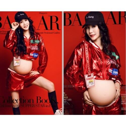 Pregnant female red dress photography props elegant clothes pregnancy pregnant women clothing