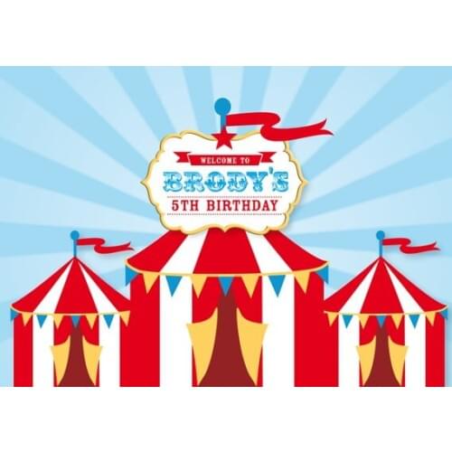 Custom Circus Striped Tent Birthday Party photography backgrounds Computer print children kids backdrops