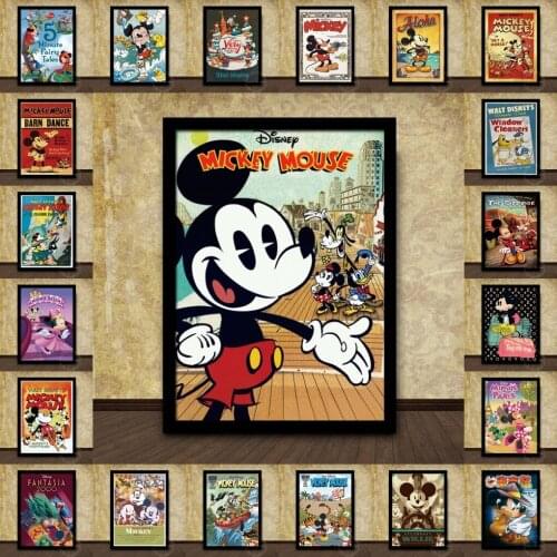 Disney Comics Poster Mickey Mouse and Donald Duck Canvas Print Painting Vintage Wall Art Poster Pictures for Kids Room