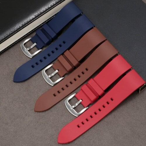 Yopo 20mm 22mm 24mm Fluorine Rubber watchband black red blue strap with pin buckle for mens watch accessories