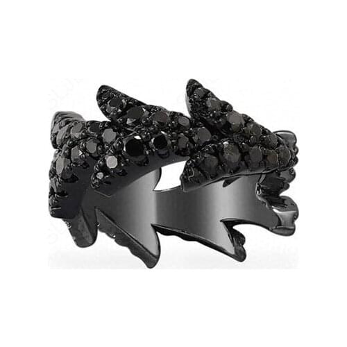 SOELLE Real 925 Sterling Silver Single Black Dragon Tail Ear Bone Cuff Sliding Keel Clip Earring Micro Cubic Zirconia for Women