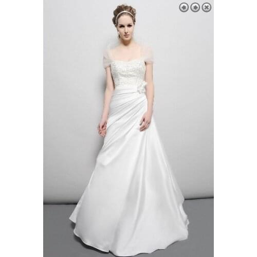 Tren electrico vintage 2021 new designer bridal gown plus size satin simple maxi white long beaded party Bespoke Wedding Dresses