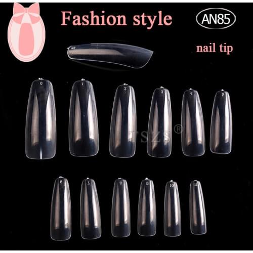 TSZS 1Bag/lot 500pcs False Nail Tips Transparent Full Cover Long Flat Sharp Fingernails Nail Salon