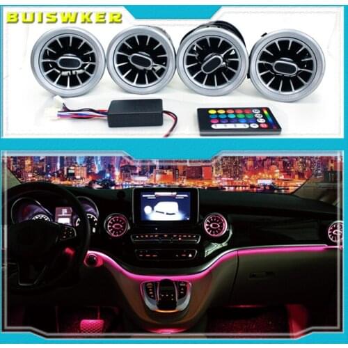 LED Air Outlet 64 Colors For Mercedes Benz V Class W447 Vito V250 Interior Front Console Air Condition AC Vent Turbo Style