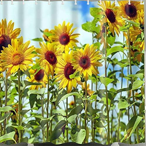 Sunflower Shower Curtains with 12 Hooks 180X180CM Decor Waterproof Polyester fabric 3D Bath curtain sunflower bathroom