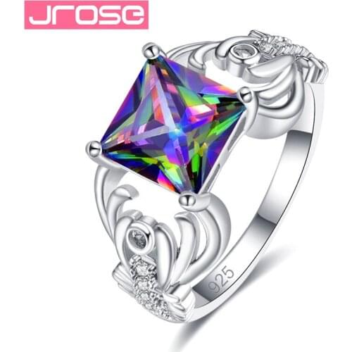 JROSE Hot sale Fashion Luxury Women Engagement sterling Silver 925 Jewelry Crystal Zircon Female Wedding Finger Flower Rings