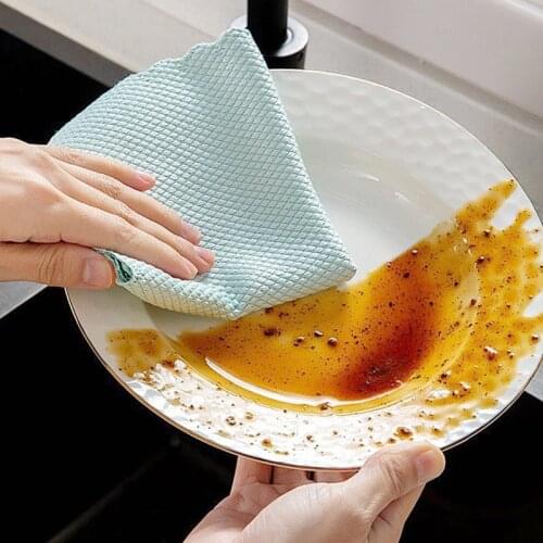 1 piece double layer water absorption microfiber kitchen cloth non stick oil household cleaning towel accessories kitchen tool