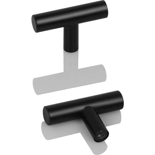 Hot 10 Pack Black Stainless Steel Kitchen Cabinet Door Handles T Bar Drawer Pulls Knobs Diameter 2Inch Length