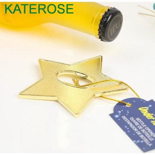 15PCS Under The Stars Gold Star Bottle Opener Wine Beer Openers Golden Wedding Party Favors