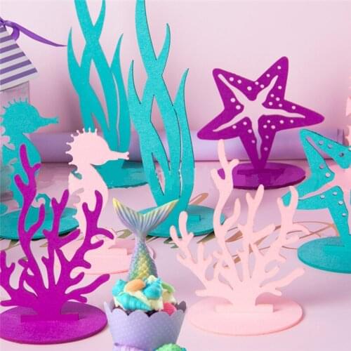 2pcs/lot Mermaid Party Coral Starfish Seahorse Felt Docer Kids Birthday Party Baby Shower DIY Supplies Table Ornament DGU36