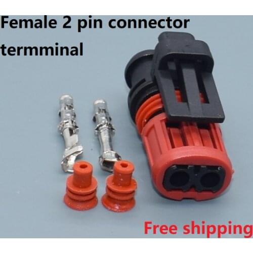 200 Sets 2 pin auto connectors waterproof female housing plug (1.5) wire electrical cable connector 1337245-3 Black